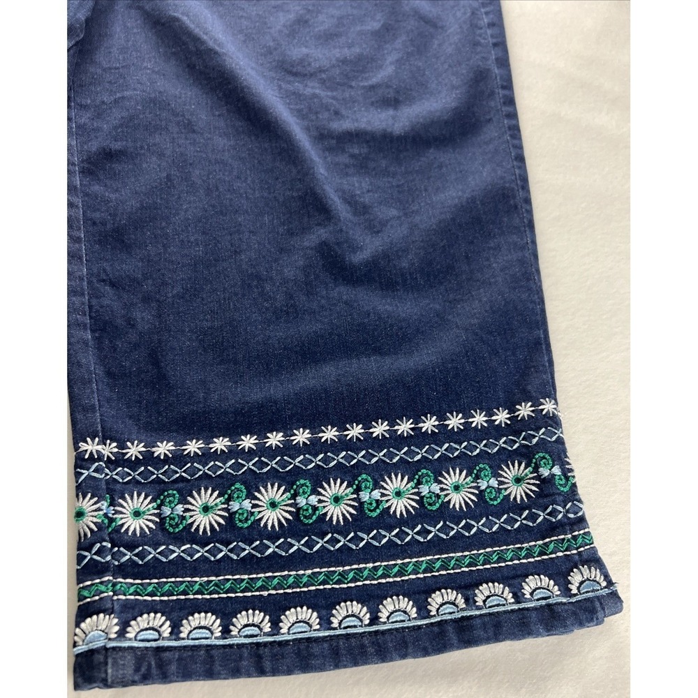 Allison Daley Womens Capri Pants 24W Floral Hem Pull-On Stretch Dk. Indigo F19 - Picture 14 of 16